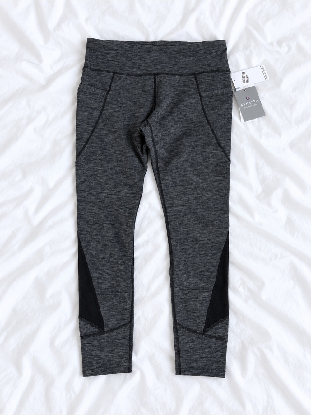 Athleta Dark Gray Leggings with Black Panels